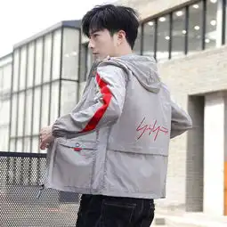 防晒衣男夏季薄款透气防晒服夹克韩版修身潮流连帽外套男装