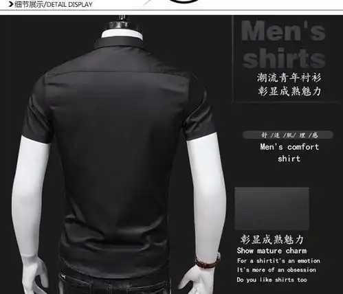 汤河之家2020夏季新款白衬衫男士青年商务修身短袖纯色刺绣职业男衬衣a