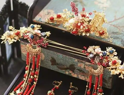 12星座专属古风发簪水瓶座是紫色花,双子座是红色玛瑙石