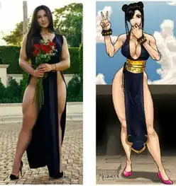 受男粉追捧天使面孔魔鬼身材姑娘拥有26寸大粗腿,被称现实版春丽