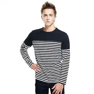条纹拼接长袖t恤黑白条纹怎么样,好不好