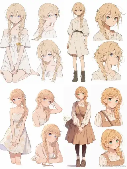 记录midjourney动漫角色设计提示词