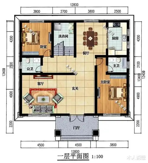 12.8米宽的欧式别墅,带豪华套房设计,标准的每层两卫