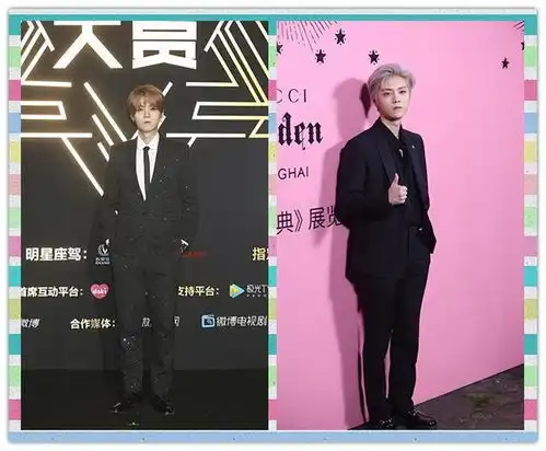 穿西服的男人就是帅,鹿晗染粉头发穿黑西装,实在太帅了