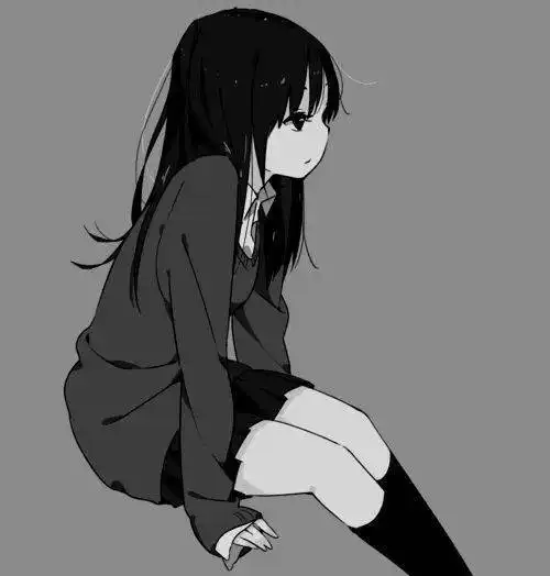 卡通头像黑白动漫女生头像,可爱二次元头像