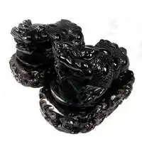 辟邪招财貔貅3a级天然黑曜石摆件b一对