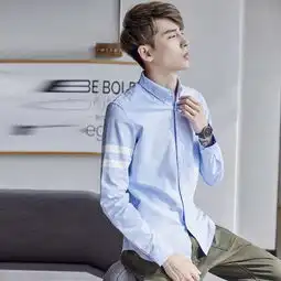 唐狮2017秋装长袖衬衫男青少年港风文艺tb衬衣修身潮男寸衫韩版