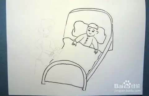 彩色简笔画听讲故事的小男孩