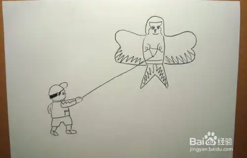 儿童简笔画之放风筝的小男孩