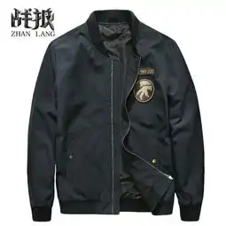 战狼旗舰店夹克男2018新款时尚潮流棒球服宽松大码立领飞行员外套