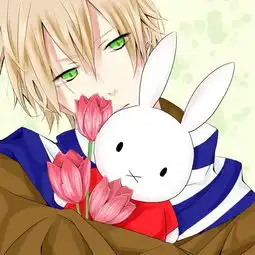 男生举花动漫头像