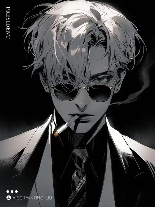 midjourney人物9组霸道总裁卡通人像创作灵感