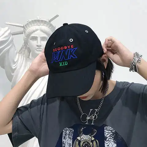 帽子男夏季鸭舌帽男字母带铁环潮流个性女生黑色学生棒球帽男韩版