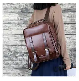 复古ins双肩包女学院风英伦大学生校园书包日系软皮质背包