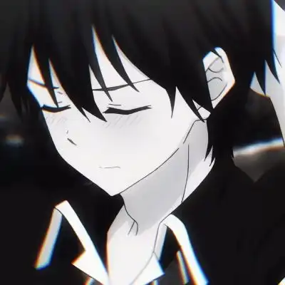 水水黑白男生头像.