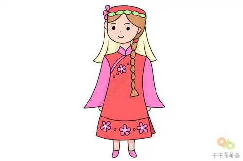 东乡族女孩简笔画