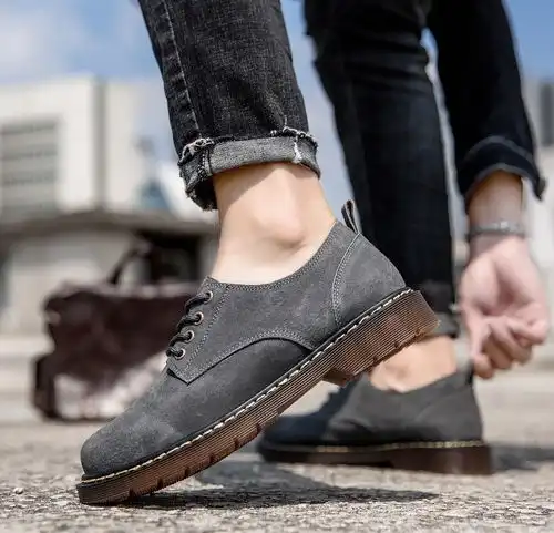 冬季工装鞋男低帮反绒皮男鞋秋季透气英伦休闲皮鞋厚底马丁鞋男