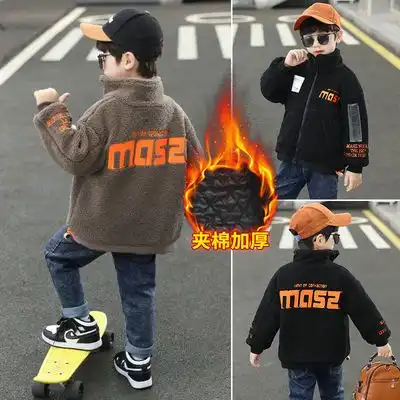 男童呢子大衣毛呢加绒加厚外套秋冬装2021新款洋气儿童装中大男孩