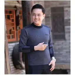 洋湖轩榭冬季中老年人男装针织衫中年男士毛衣圆领加厚4050岁爸爸装衣服a