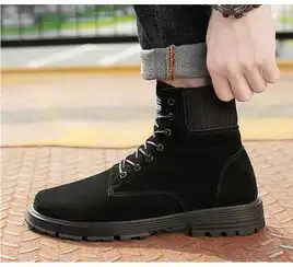 马丁靴男鞋中高帮英伦风工装靴2019牛反绒真皮百搭复古户外潮鞋