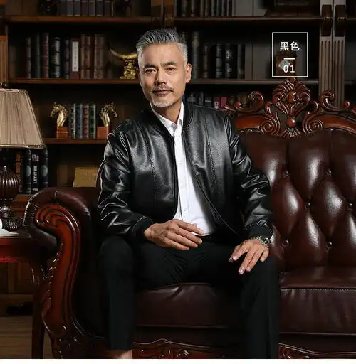 爸爸装薄款秋冬季中老年男士皮衣休闲外套中老年人pu皮夹克