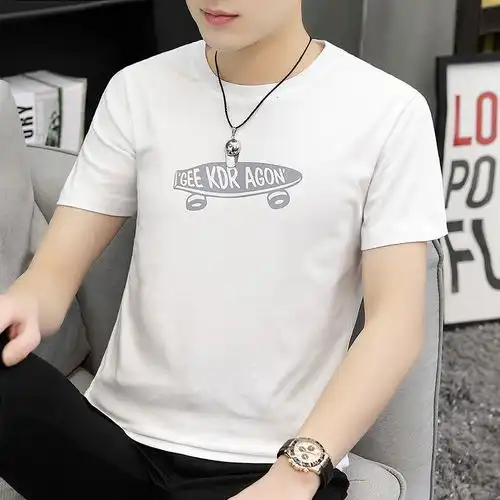 纯棉男士短袖t恤夏季新款圆领上衣服韩版潮流全棉打底衫半袖男生