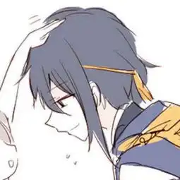 求情侣头像女生摸男生头动漫