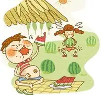 西瓜地里把西瓜的小女孩和吃西瓜的小男孩下载1447233
