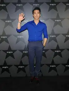 蓝色韩版男款长袖衬衫制服图片