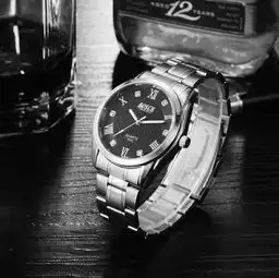 光动表男士钢带油压面石英经典爆休闲款礼品防水礼品表