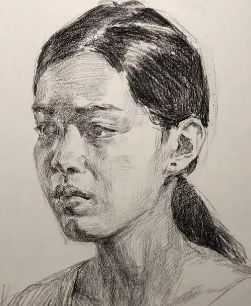 传奇绘画课堂回顾第二七三集朱传奇教你扎马尾辫的侧光女青年素描头像