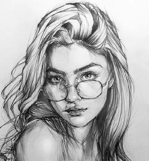 结构用线舒适的素描头像线条切面手绘女生遇见艺术