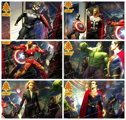复仇者联盟美国队长钢铁侠绿巨人雷神黑寡妇雕塑