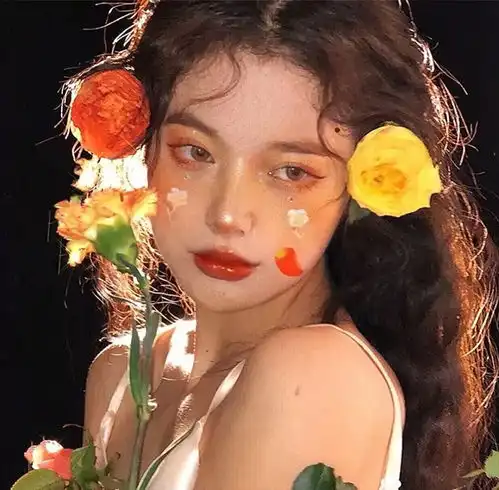 捧花女生头像你的眼神再温柔些月亮会融化,我也会