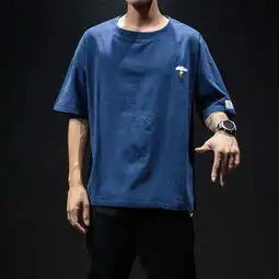 港风短袖t恤男潮流韩版宽松刺绣简约半袖男日系加肥