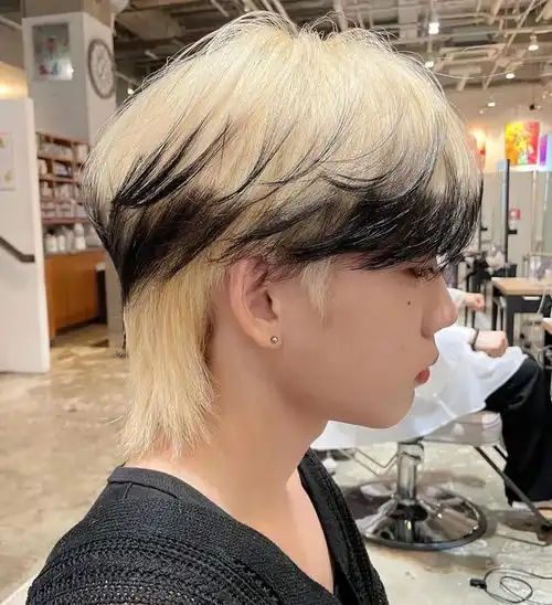 时尚新宠,18到30岁男士的微中分狼尾鲻鱼头,露耳效果帅炸天