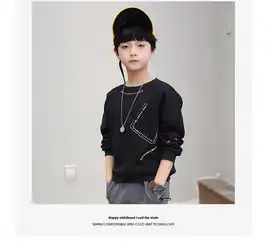 2018韩版童上衣新男童春装卫衣中大童儿童口袋打底衫童装