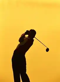 黄昏挥杆的高尔夫球手背影图片2447702