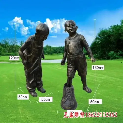 金华铸铜雕塑儿童踢足球的儿童铜雕图片