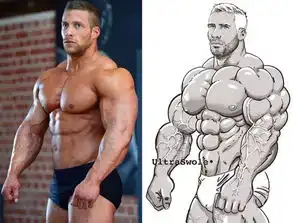 当肌肉男被画成漫画肌肉男,这也太帅了吧