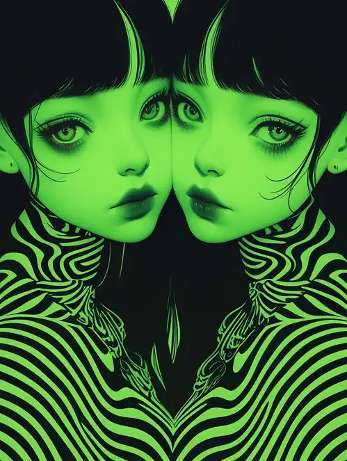 条纹绿色头像02midjourney人物