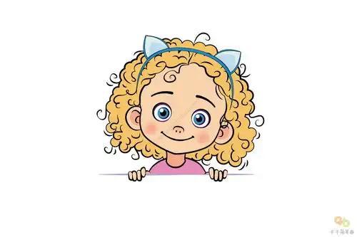 卷发小女孩简笔画