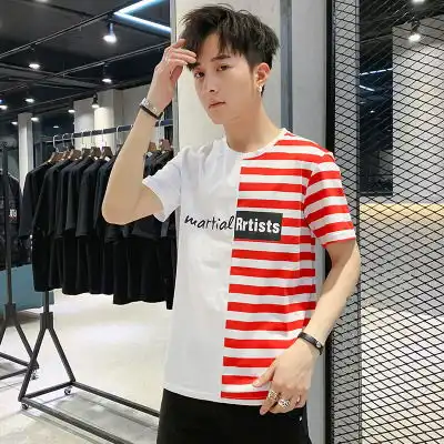 男士短袖t恤春夏季衣服潮流半袖男生体恤打底衫宽松男装上衣