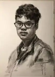 教你画头颈有动态的正面男青年素描头像视频教学