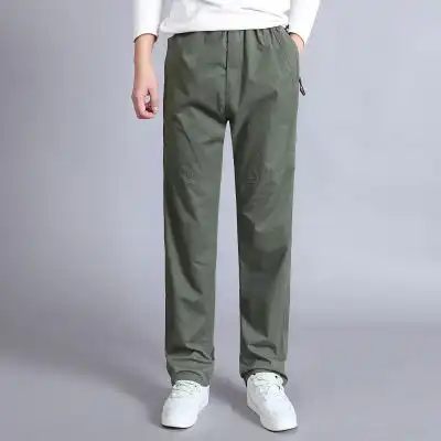 夏季中老年男士休闲裤男中年宽松男裤薄款中腰西裤男弹力爸爸裤子