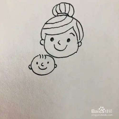 怎么画漂亮妈妈抱宝宝的简笔画