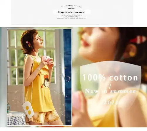 卓纪背心睡衣女夏季纯棉无袖薄款夏天ins风小女孩吊带家居服两件套装可出门