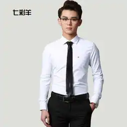 2015春秋新款纯色男衬衫男式衬衫长袖商务牛津纺免烫衬衣批发七彩羊男装