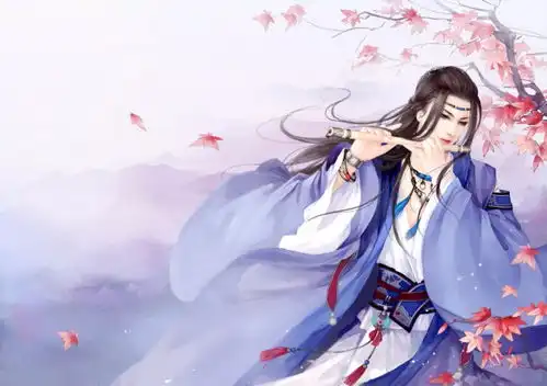 求古风高清美男撑伞漫步在竹林间背影电脑壁纸桌面