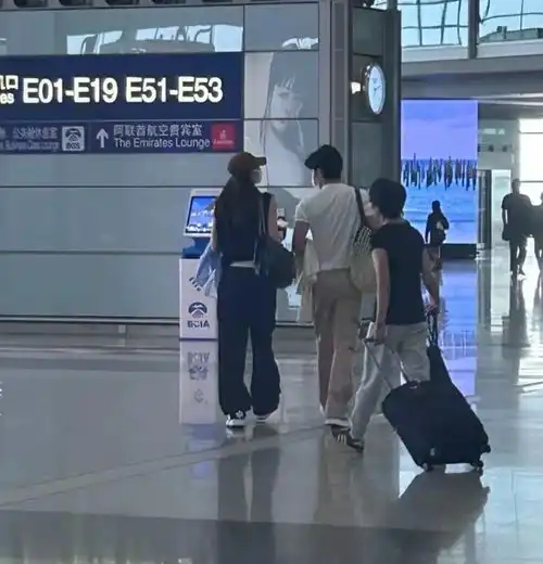 组图网友机场偶遇井柏然刘雯晒同框背影照曝小情侣目的地